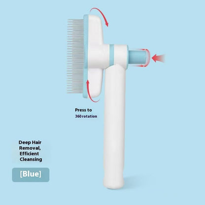 (2-Piece Set) Cat & Dog Flea Comb, Detangling Brush, Anti-Shedding Pet Grooming Comb 360° Rotating Brush Head, Long & Short Stainless Steel Teeth for Detangling & Oil Removal