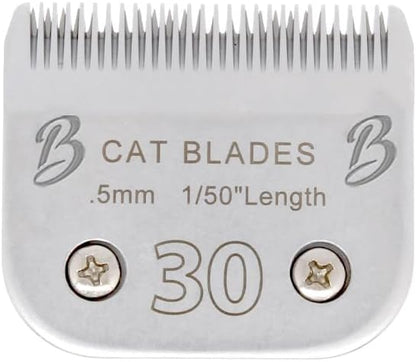Detachable A Series 30 Blades Cat Clippers Cuts Length 1/50" - 0.5mm Japanese High Carbon Steel Cat Clipper Supplies | Cat Grooming Blade (Compatible A5 Series Clippers for Cats(30C)
