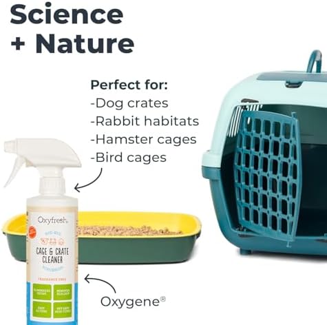 Oxyfresh Premium Crate & Cage Cleaner – Professional Dog Crate & Small Animal & Bird Cage Odor Eliminator – Quickly Cleans, Removes Poop & Deodorizes Pet Odors – Safe & Bleach Free