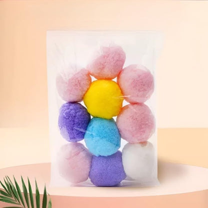 10Pcs Soft Plush Cat Ball 1.2-inch Rainbow Cat Toy, Cat Toy Plush Balls – Self-Entertainment Quiet Play Balls for Cats, Mixed Colors