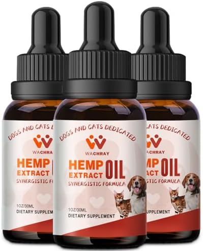 （3-Pack） Hemp Oil for Dogs Cats - Calming Drops Dog Relaxants - Help Pets Anxiety Stress Hip & Joint Pain Arthritis Sеizures Rеlief - Skin Нiр Jоint Hеalth - Organic Pet Hemp Oil Drops