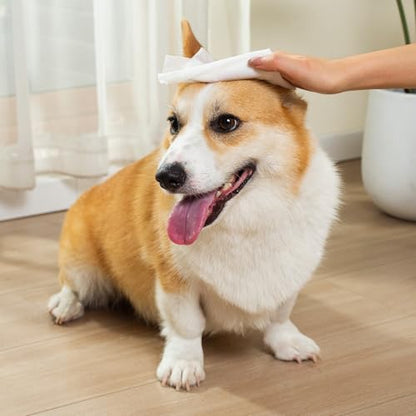 Pet Wipes for Dogs & Cats – Limited-Time Offer, Extra Large (8"x9") & Thick Grooming Wipes, Unscented, Alcohol-Free, Ultra-Strong & Gentle, 400 Count