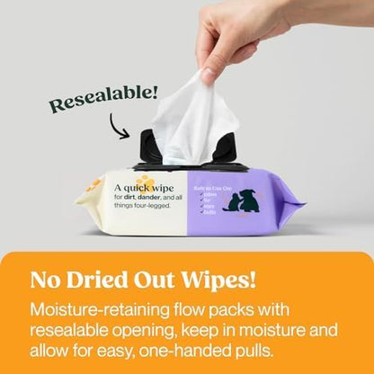WIPEMATE Lavender XL Pet Wipes for Medium to Large Dogs & Cats, No-Rinse Solution, Hypoallergenic, Gentle, Deodorizing - Pet Wipes for Cleans Paws, Ears, Fur, Butt, & Anal Glands (100 ct)
