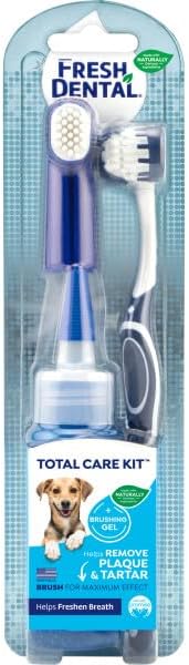 Naturel Promise Fresh Dental Toothbrush and Toothpaste Kit for Dogs, Teeth Cleaning Kit for Plaque & Tartar Removal, Contains Finger Toothbrush, Breath Freshener, Dog Dental Care