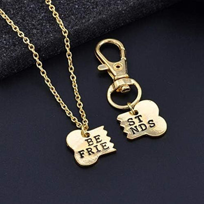Guqqeuc 2pcs BFF Friendship Gifts: Gold Matching Pendant Necklace & Dog Bone Keychain for Dog Owner, Christmas & Birthday Gifts