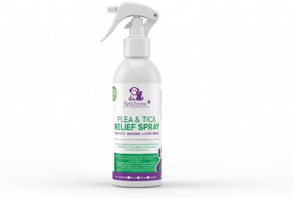VetiZyme Flea & Tick Relief Spray – Natural Enzyme Pest Control for Dogs, Cats & Small Animals – Non Toxic, Chemical Free Flea Treatment – Safe for Pets, Bedding, Kennels & Home – Biodegradable