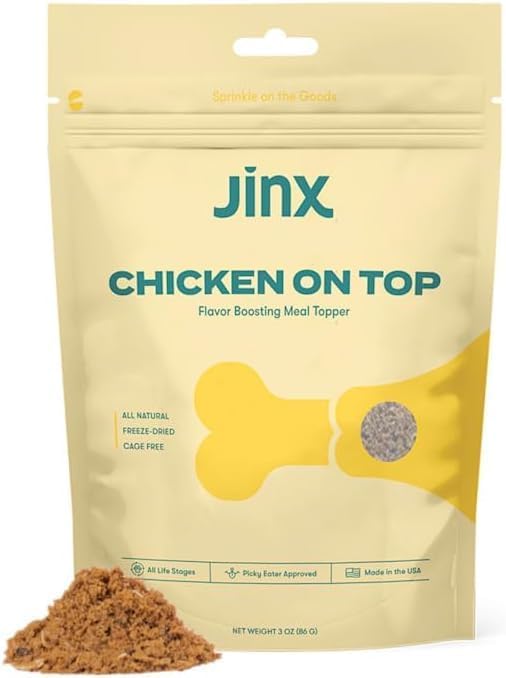 Jinx Premium Freeze-Dried Dog Food Toppers, Chicken on Top - Healthy & Natural Meal Toppers for Dogs with Real Chicken with Real Ingredients & No Fillers - Pet Products for All Lifestages - 3oz