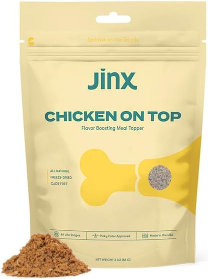 Jinx Premium Freeze-Dried Dog Food Toppers, Chicken on Top - Healthy & Natural Meal Toppers for Dogs with Real Chicken with Real Ingredients & No Fillers - Pet Products for All Lifestages - 3oz