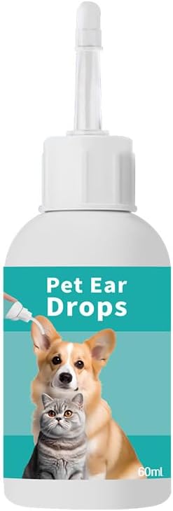 Ear Infection Treatment Drops for Dogs and Cats, Pets Ear Cleaning Drops for Dog & Cats, Itchy Ear Redness & Swelling Relief, Pet Ear Care Supplies for Dogs & Cats -2 fl oz