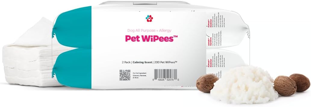 Pet Parents® Pet WiPees™ Dog All Purpose + Allergy Dog Wipes, Pet Wipes for Dogs, Puppy Wipes & Paw Wipes, Large Dog Wipes (100 Count (Pack of 2), Calming)