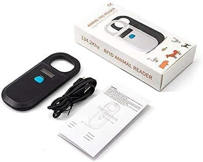 Pet Microchip Scanner Rechargeable RFID EMID Micro Chip Reader Scanner 134.2kHz 125kHz 15 Digits Pet Chip ID Scanner for Animal/Pets/Pigs/Dogs/Cats (190A)