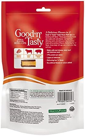 Good'n'Fun Good 'n' Tasty Triple Flavor Roll Ups 4 Oz Cheese, Beef, Pork (Pack of 4)
