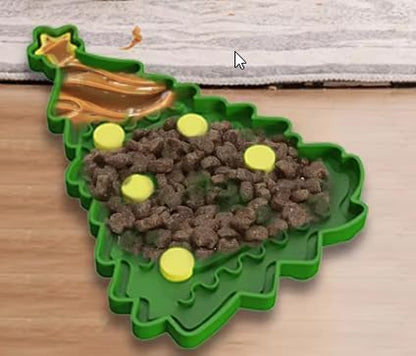 Jolly Tree Lick Mat - Holiday Slow Feeder for Pets, Green