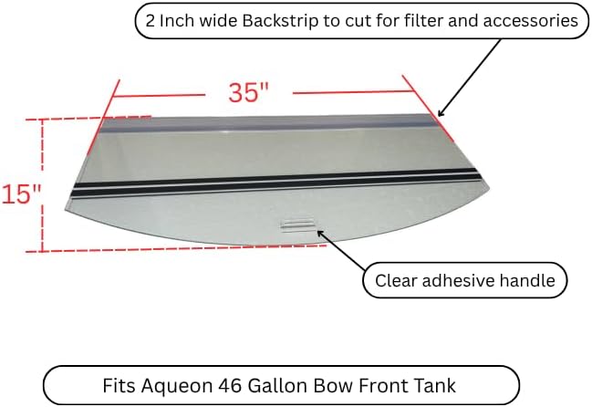 46 Gallon Bow Front Aquarium Lid Glass Top (35 Inches) – Fits Aqueon – Glass Canopy
