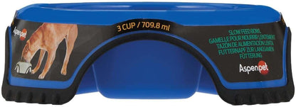 Petmate JW Skid Stop Slow Feed Bowl, Blue, Large (23496)