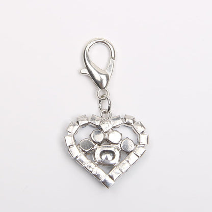 Bling Rhinestones Heart&Paw Charm Pendant Jewelry for Pet Dog Cat Puppy Necklace Collar Accessory