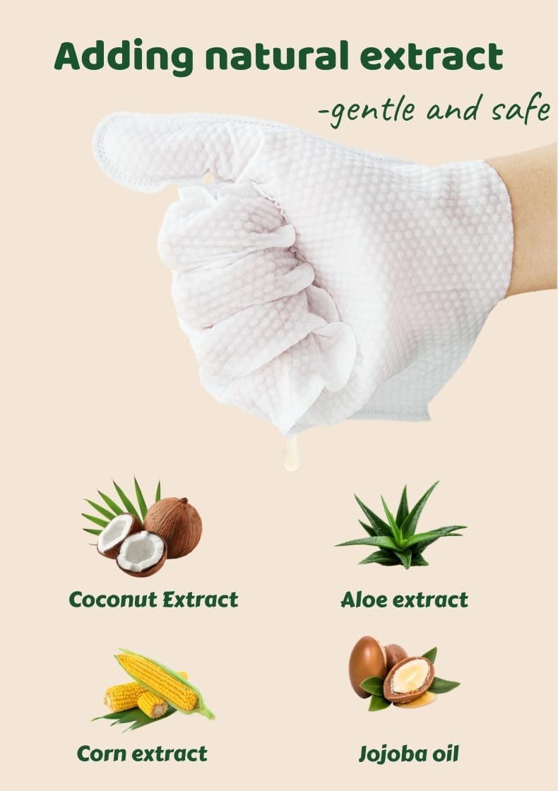 20-Pack Extra Thick Pet Cleaning Glove Wipes with Lid | Value Pack Dog & Cat Grooming Gloves | Rinse-Free Bath Wipes with Coconut, Aloe & Jojoba for Odor Control & Daily Care