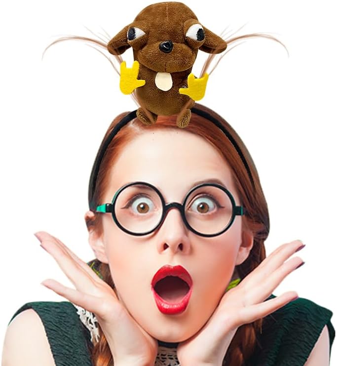 Rat Chef Headband Dog Plush Headband Hair Clip Cute Plush Hairpin Christmas Headband for Party Cosplay Costumes Accessories