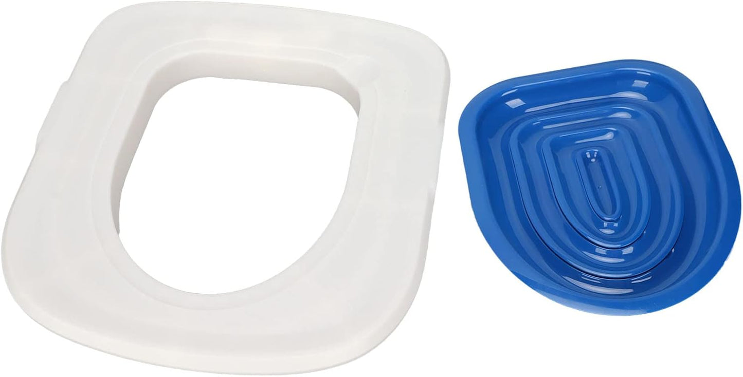Ejoyous Cat Toilet Training Kit, Reusable Cat Toilet Trainer for Pet Cleaning, Universal Potty Training Toilet System Train Cat to Use Toilet (White Tray, 1 Blue Inner Support)