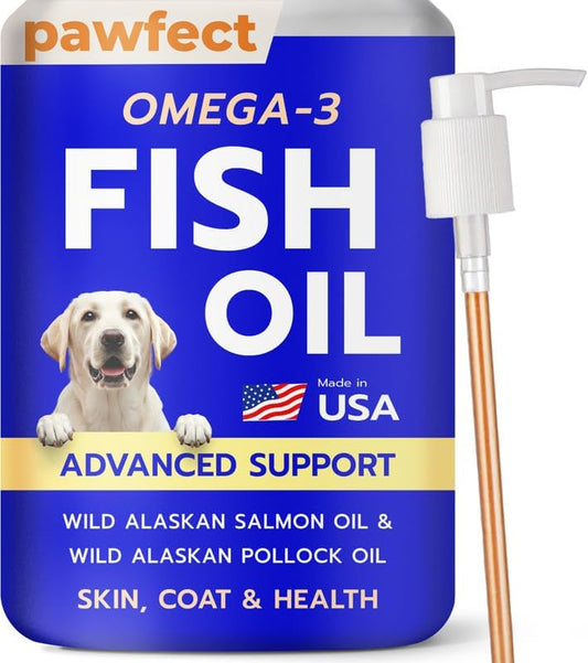 PAWFECTCHEW Fish Oil for Dogs & Cats - Natural Omega-3 - Skin&Coat Support - Liquid Food Supplement for Pets -Fatty Acids for Joint Function, Immune&Heart Health - 16 fl. oz. (473 ml) Fish