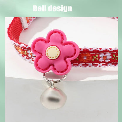 XXS Dog Collar with Bell Leash Set, Basic Floral Puppy Collars for Girls Xs Small Cat Pet Animal Litter Tiny Kitten, Orange White