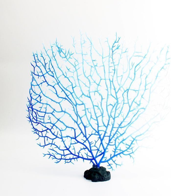 Blue Artificial Coral Branch Aquarium Decoration, Faux Ornament Fish Tanks Landscape Sea Fan Decorations Artificial Coral Branch Aquarium Décor
