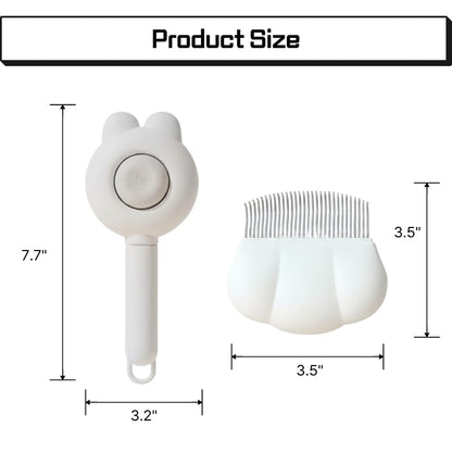 Dog & Cat Grooming Brush Set (2-Pack) Self-Cleaning Slicker Brush + Massage Shell Comb for Shedding, Detangling, and Removing Undercoat Skin-Friendly Pet Grooming Tools for Short,Long Hair