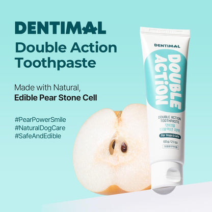 Dentimal Double Action Enzymatic Pet Toothpaste for Dogs & Cats, with Pear Stone Cells to Clean Teeth, Remove Plaque & Tartar, Freshens Breath, Gum Care, Safe for Puppies and Kittens, 2 fl oz