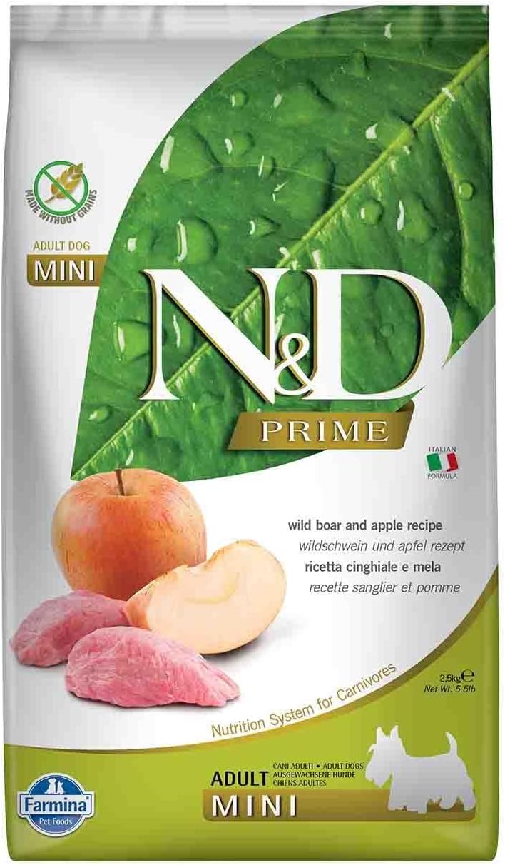 Farmina 5.5-Pound Natural And Delicious Wild Boar Grain-Free Formula Dry Dog Food, Kibble Size: Small Bites