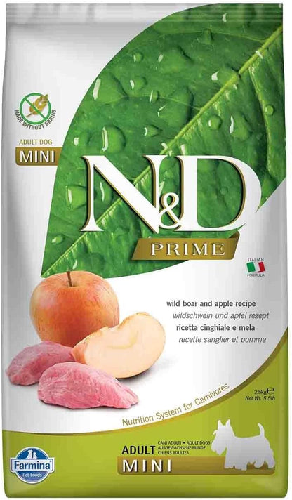 Farmina 5.5-Pound Natural And Delicious Wild Boar Grain-Free Formula Dry Dog Food, Kibble Size: Small Bites