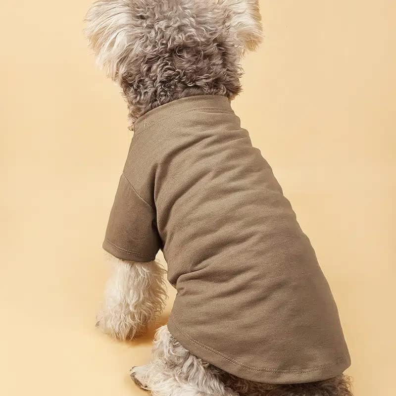 Cute Dog Clothes: Soft Breathable Dog & Cat Pullover Jumper - Medium (7-11lb), Chest 16", "Khaki