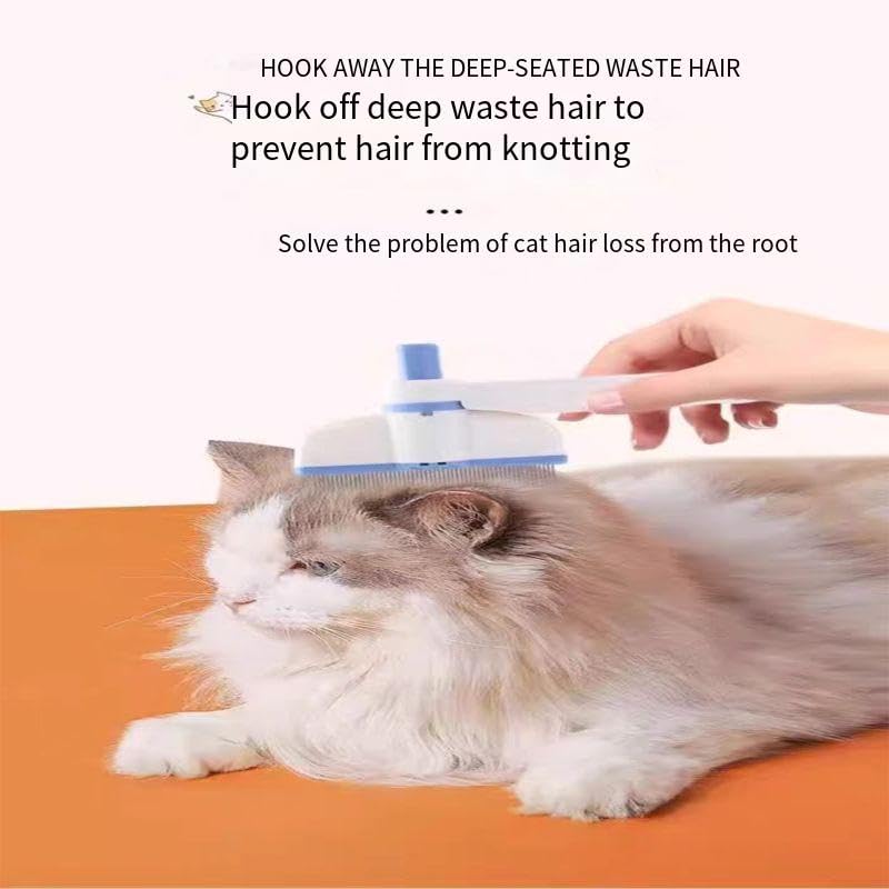 (2-Piece Set) Cat & Dog Flea Comb, Detangling Brush, Anti-Shedding Pet Grooming Comb 360° Rotating Brush Head, Long & Short Stainless Steel Teeth for Detangling & Oil Removal