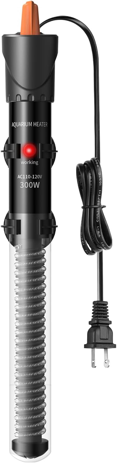 HiTauing Aquarium Heater 300W, Adjustable Knob Fish Tank Heater with 2 Powerful Suction Cups, Submersible Betta/Turtle Tank Heater for Freshwater and Saltwater Tanks