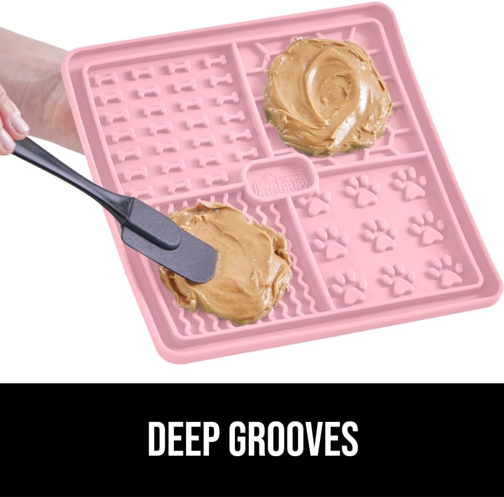 GORILLA GRIP Lick Mat for Dogs, 3Pack, Turquoise/RoyalBlue/Pink and Dog Leash, 4ft-1/2in, Black Bundle