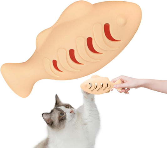 Fish Cat Toy – Silicone 118.6x57x47.2mm | Self Adjusting Aquatic Shaped Chewer, Catnip Scented Kitten Teaser, Interactive Bite Fun Pet Accessory | for Indoor Exercise Enrichment Training