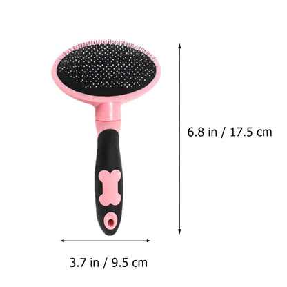 Pet Grooming Brush for Cats and Dogs, Pink Pet Comb Cleaning Tool with Soft Bristles for Indoor Fur Removal and Shedding Control