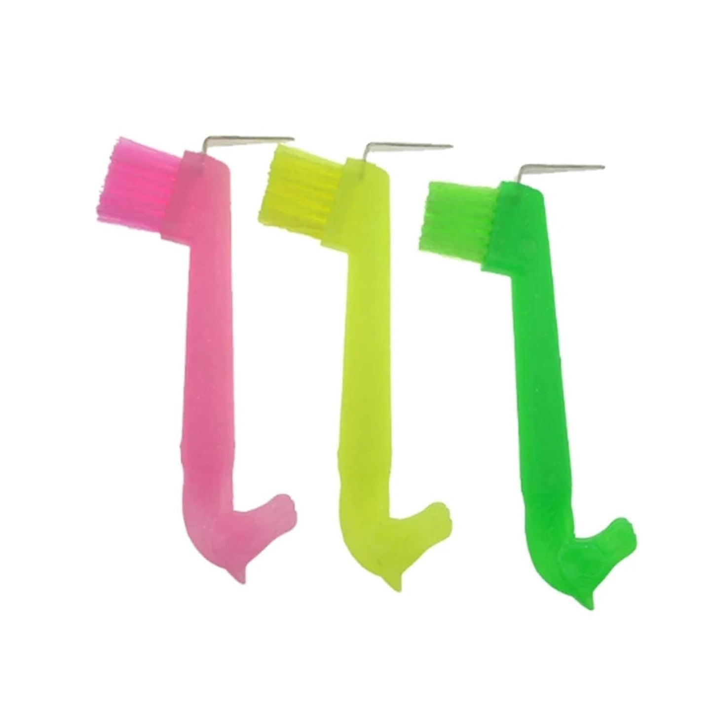 2pc Dual Use Anti-Slip Soft Grip Hoof Pick Rubber With Brush Cleaning Tools Horse Grooming Durable - Random Color