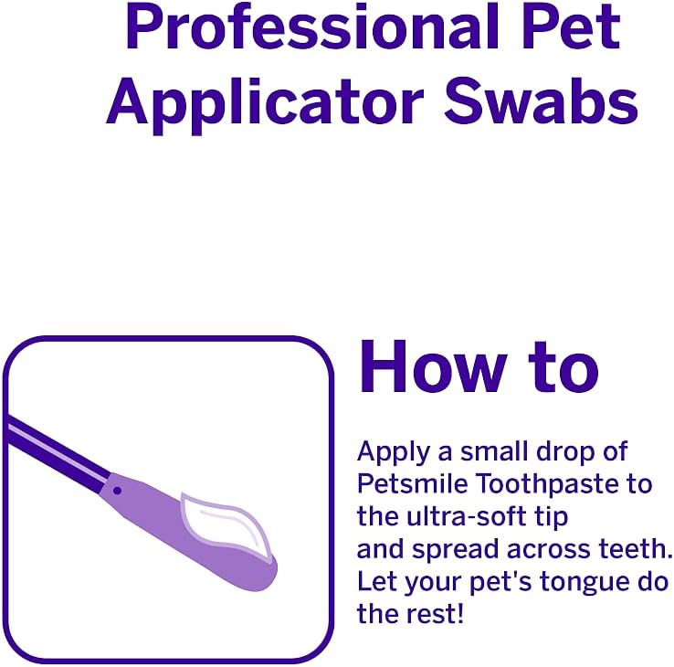 Petsmile Professional Pet Toothpaste Applicator Swabs - Cat & Dog Toothbrush Alternative - Dental Care for Small & Large Pets - Cat & Dog Teeth Cleaning - Dog Toothpaste Not Included (50 Swabs)