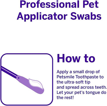 Petsmile Professional Pet Toothpaste Applicator Swabs - Cat & Dog Toothbrush Alternative - Dental Care for Small & Large Pets - Cat & Dog Teeth Cleaning - Dog Toothpaste Not Included (50 Swabs)