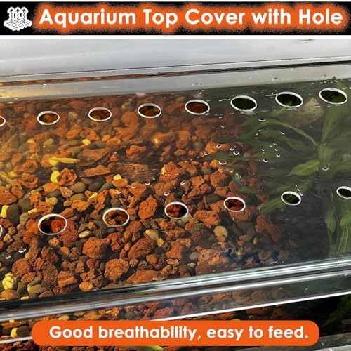 Acrylic Aquarium Anti-Jump Cover & Cat-Proof Terrarium Lid, Fish Tank Top Mount Hood with Hole, Fits 8-20 Inch Tanks (L40xW20cm/15.7x7.9in)