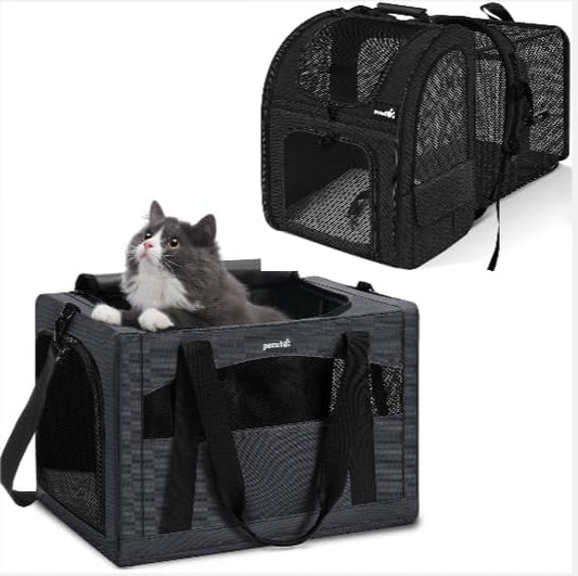 Pecute Cat Carrier Backpacks, Expandable Cat Backpack with Breathable Mesh, and Cat Carrier Stable, Small Cat Soft-Sided Carriers