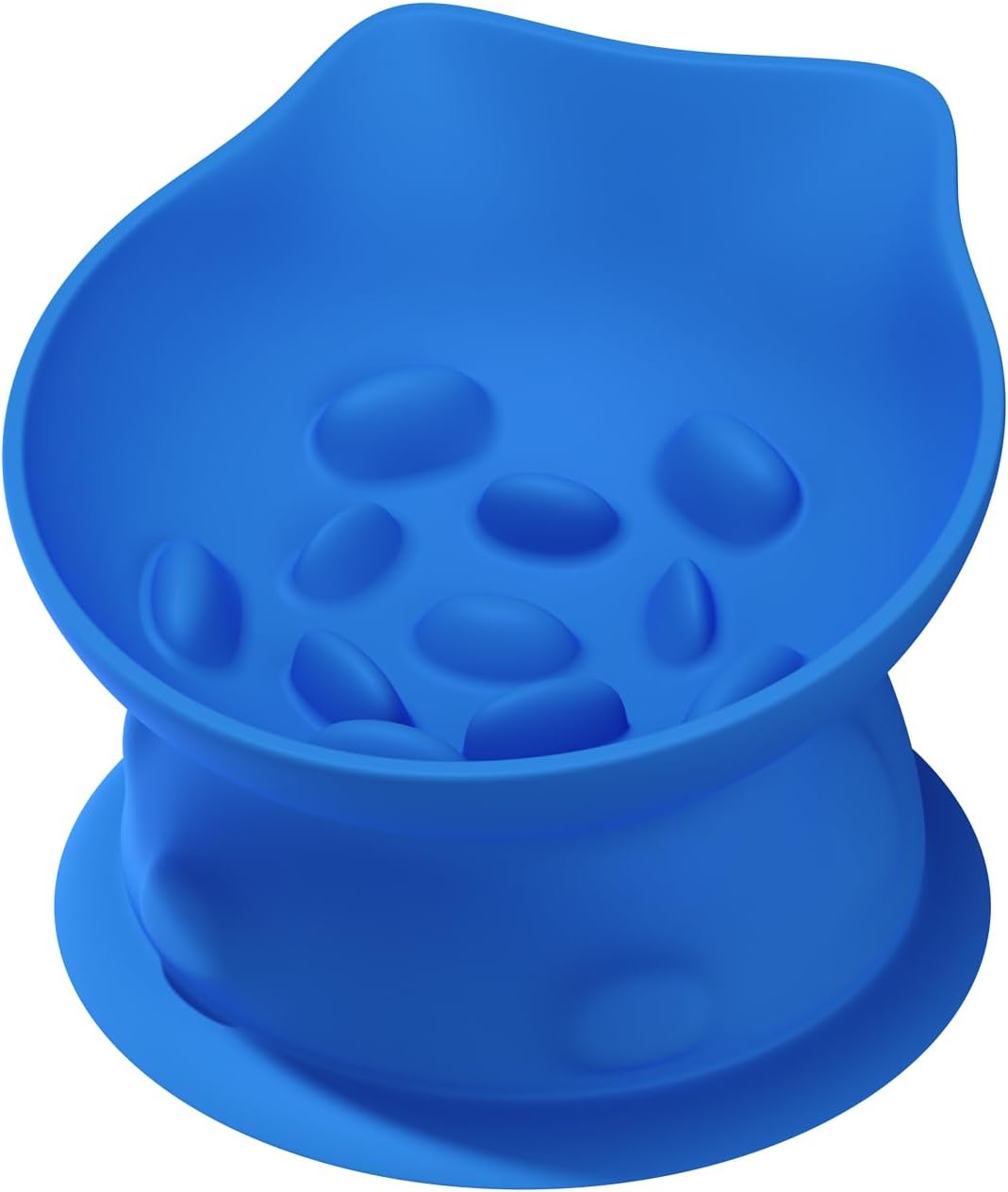 Slow Feed Cat Bowl, Elevated Cat Food Dish with Tilted Design, Dual-Use for Dry and Wet Food, Anti-Vomit, Anti-Choking, Easy to Clean