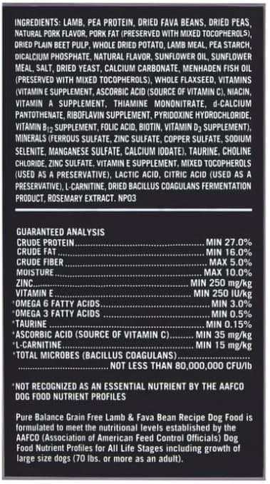 Pur Balence Lamb & Fava Bean Recipe Dry Dog Food, Grain-Free, 4 lbs