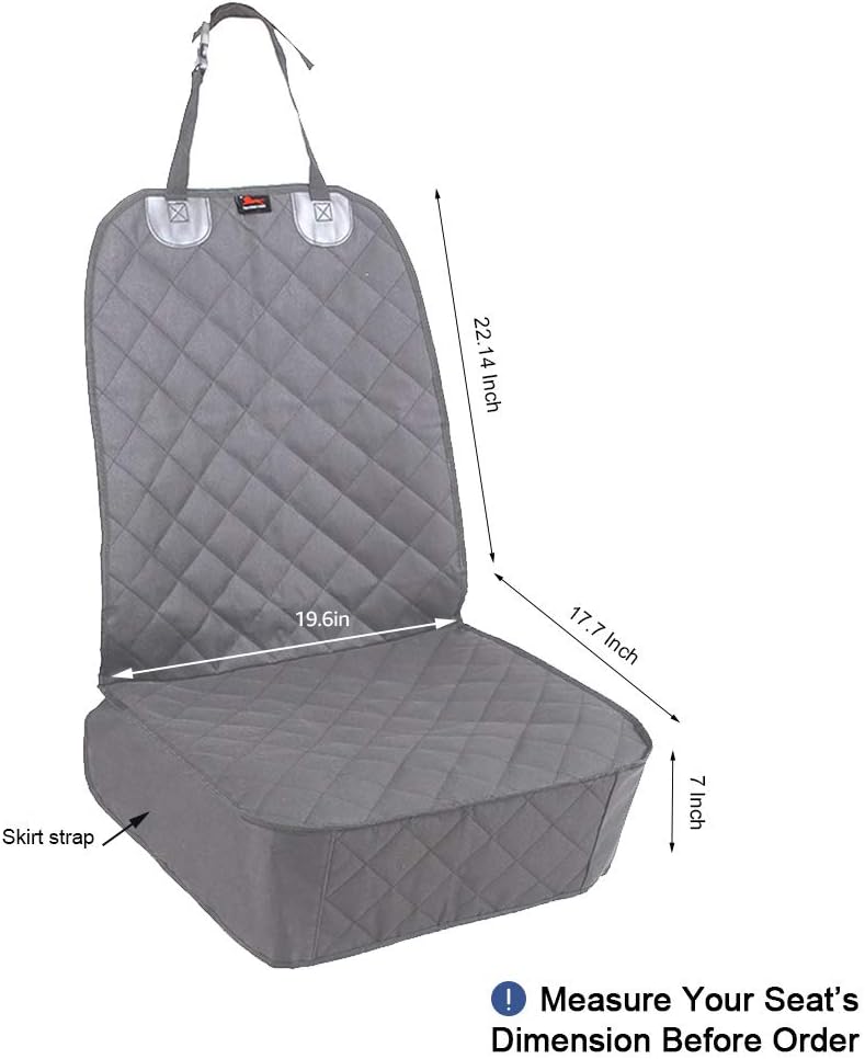 HONEST OUTFITTERS Dog Car Seat Covers, Pet Front Cover for Cars, Trucks, and Suv's - Waterproof & Nonslip Dog Seat Cover(Gray)