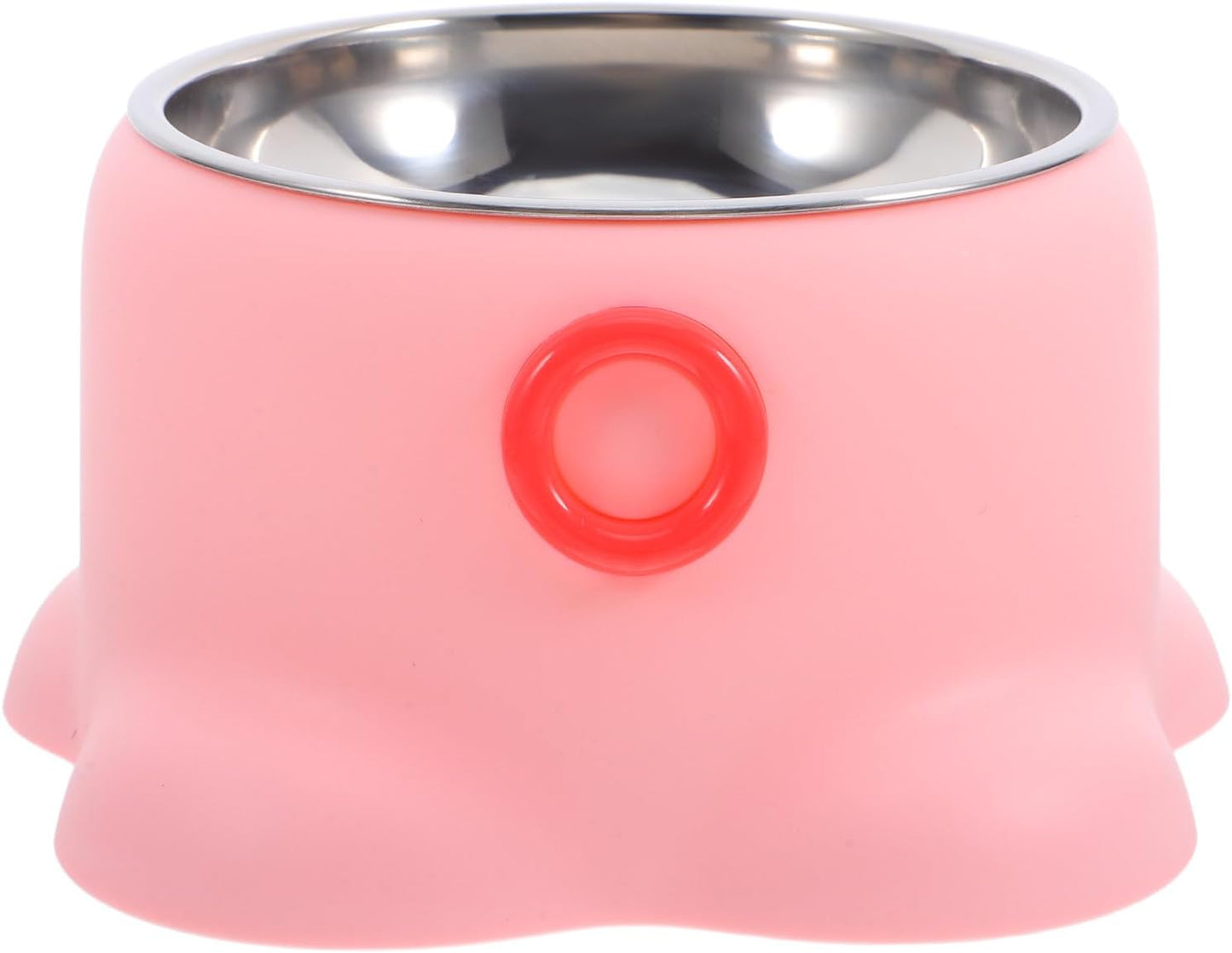 ERINGOGO Stainless Steel Cat Feeding Bowl Non-Tipping Pet Water Dish Portable Dog Food Tray Peach Pink for Home and Travel Use