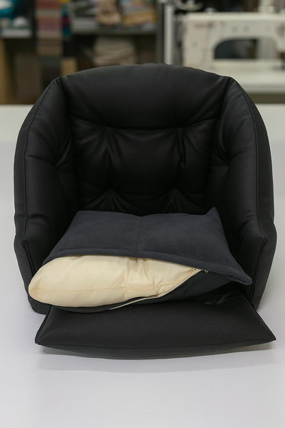 Dog Car Seat for Small Dogs, Travel Booster Bed with Safety Belt, Eco Leather Pet Seat, Black