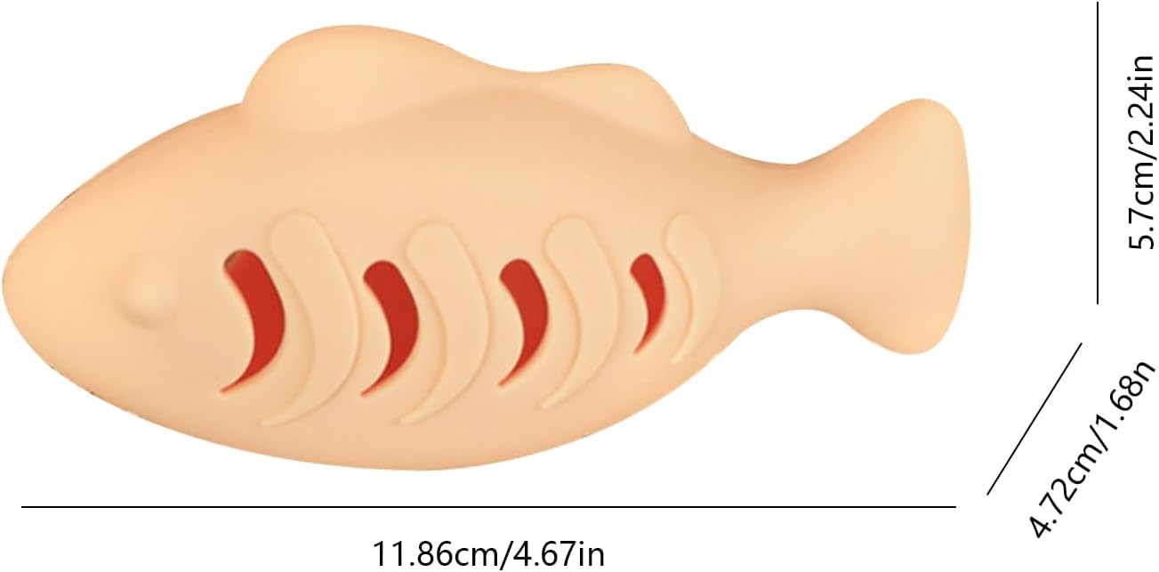 Fish Cat Toy – Silicone 118.6x57x47.2mm | Self Adjusting Aquatic Shaped Chewer, Catnip Scented Kitten Teaser, Interactive Bite Fun Pet Accessory | for Indoor Exercise Enrichment Training