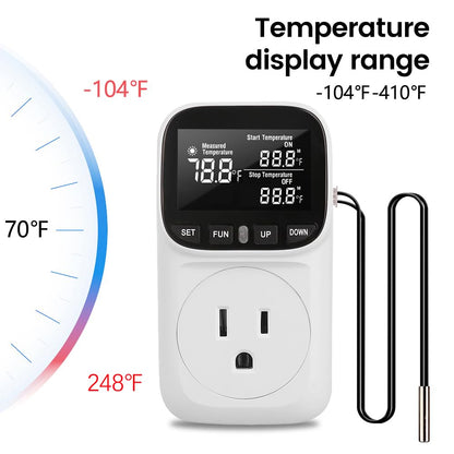 Diymore 1800W Digital Temperature Controller Plug in Thermostat Outlet Digital RV Thermostat Heating Cooling Mode Timer 15A /120V -104℉~210℉ for Incubator Thermometer Pool Thermometer