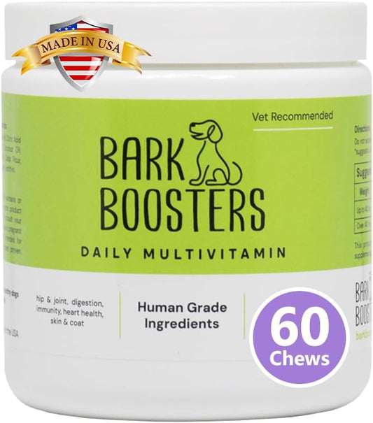 Dog Multi Vitamins, Made in USA with Human Grade Ingredients, Probiotic Supplement, All-in-One to Support Joints, Digestion, Immunity, Heart Health, Skin & Coat, 60 Chews (1 Pack)