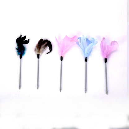 SHENGOCASE 5-Pack Feather Toy Replacement, Spring Rod with M6 Screw, Interactive Hanging Toy, Cat Tree Scratching Post Accessories